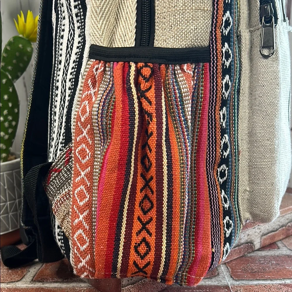 Jack Skellington Hemp Backpack Estes Park Colorado Boho Aztec‎ Sustainable NWOT